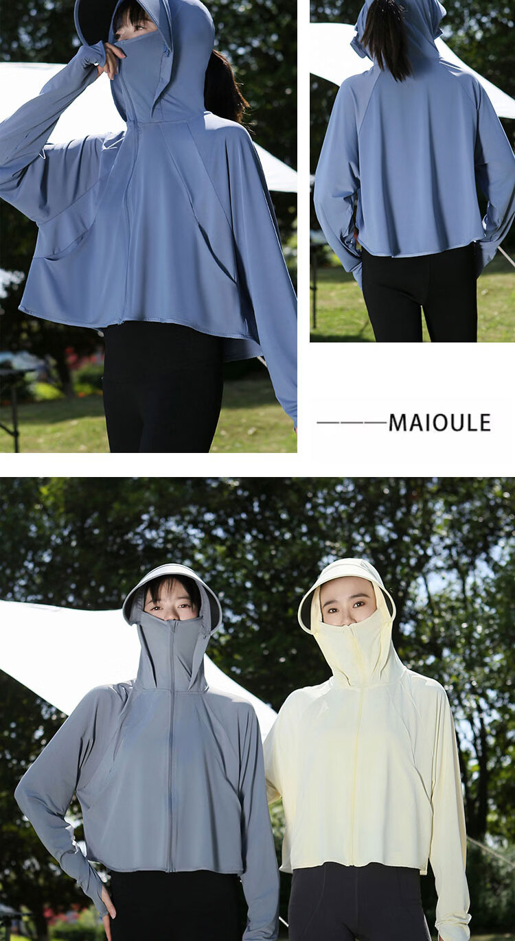 Combo Women's Summer Sunscreen Jacket UPF50+ Outdoor Cycling Sun Protection Lightweight UV Protection Shirt 11