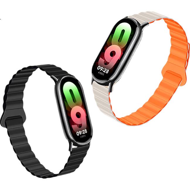 Ремешок MSSM для Xiaomi Mi Band 9/8/NFC, магнитный силиконовый, унисекс, черный