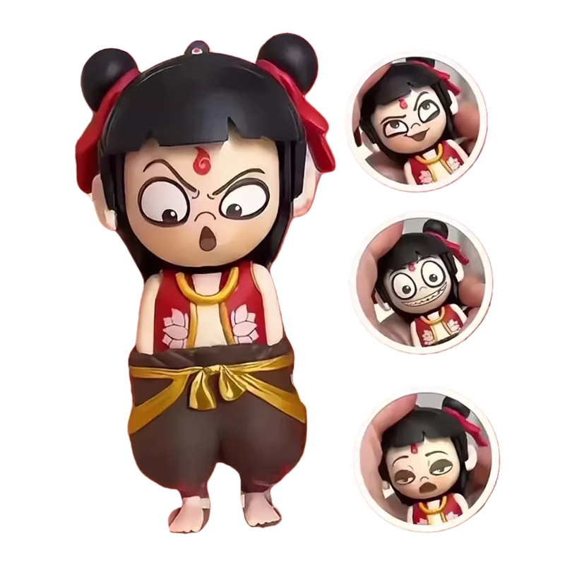 JIANTIAN Nezha Face-Changing Toy, Mago Descending to Earth Style, Children's Stress-Relief Bestseller, Funny Backpack Pendant Gift