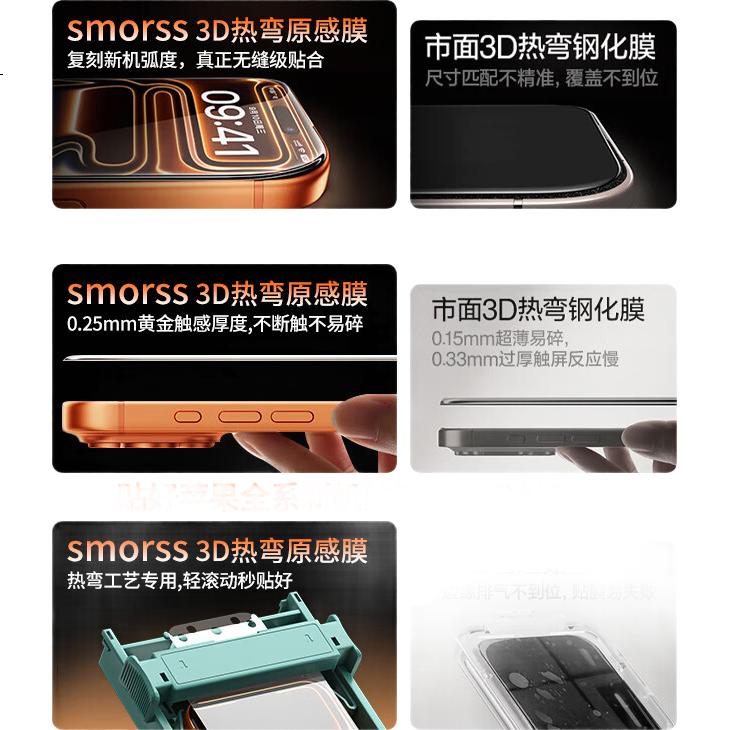 Защитная пленка Smorss для iPhone 17 Pro, композитная керамическая, ультратонкая, противоударная, HD