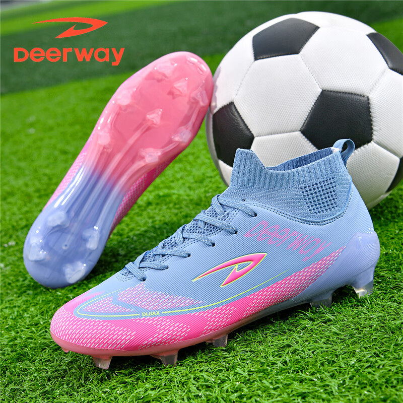 Delhui Men's AG Soccer Shoes High-Top Adult Large Size Youth Teen Student Professional Training Match Shoes