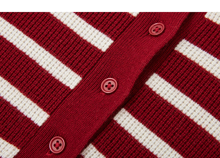 Demana Breathable Wool Blend Vintage Salt-Wind Half-Placket Striped Loose Knit Sweater Women's Top Winter 16