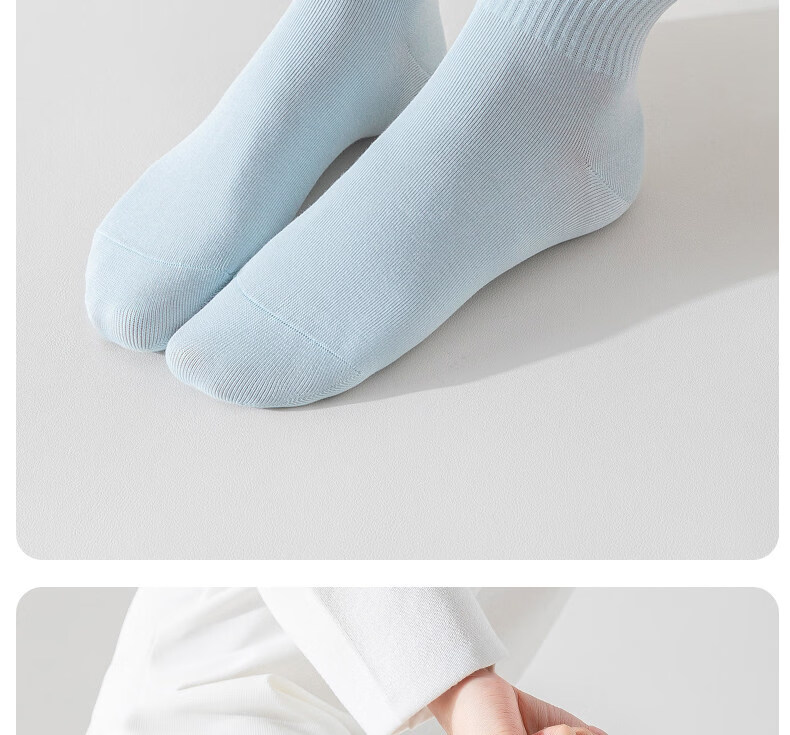 Guxu Disposable Socks Summer Thin Ice Silk Socks Women Travel Daily Use Mid-Calf Cotton Socks Black and White 4