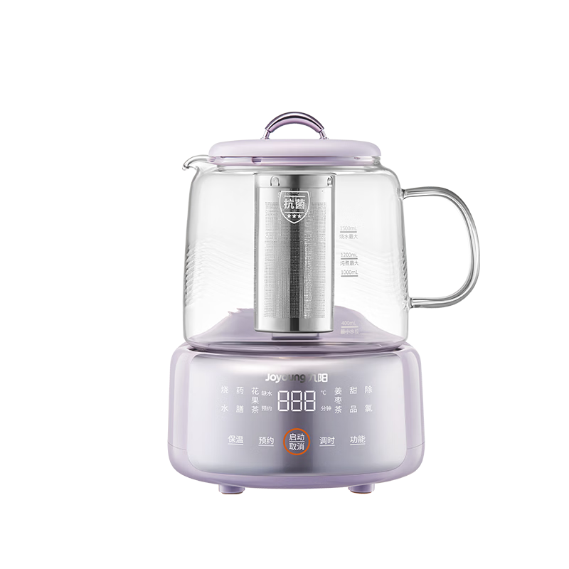 Joyoung All-Glass Baby and Health Kettle Temperature Control Kettle Large Capacity Flower Tea Kettle Office Multifunctional Tea Kettle 0 Glue 0 Metal 72h Insulation 1.5L K15D-WY106