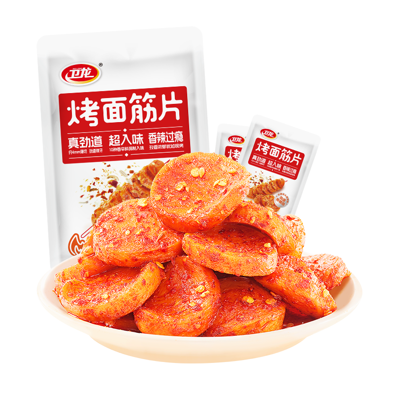卫龙 烤面筋片 烧烤味150g 面筋卷豆干 休闲零食 解馋怀旧小吃