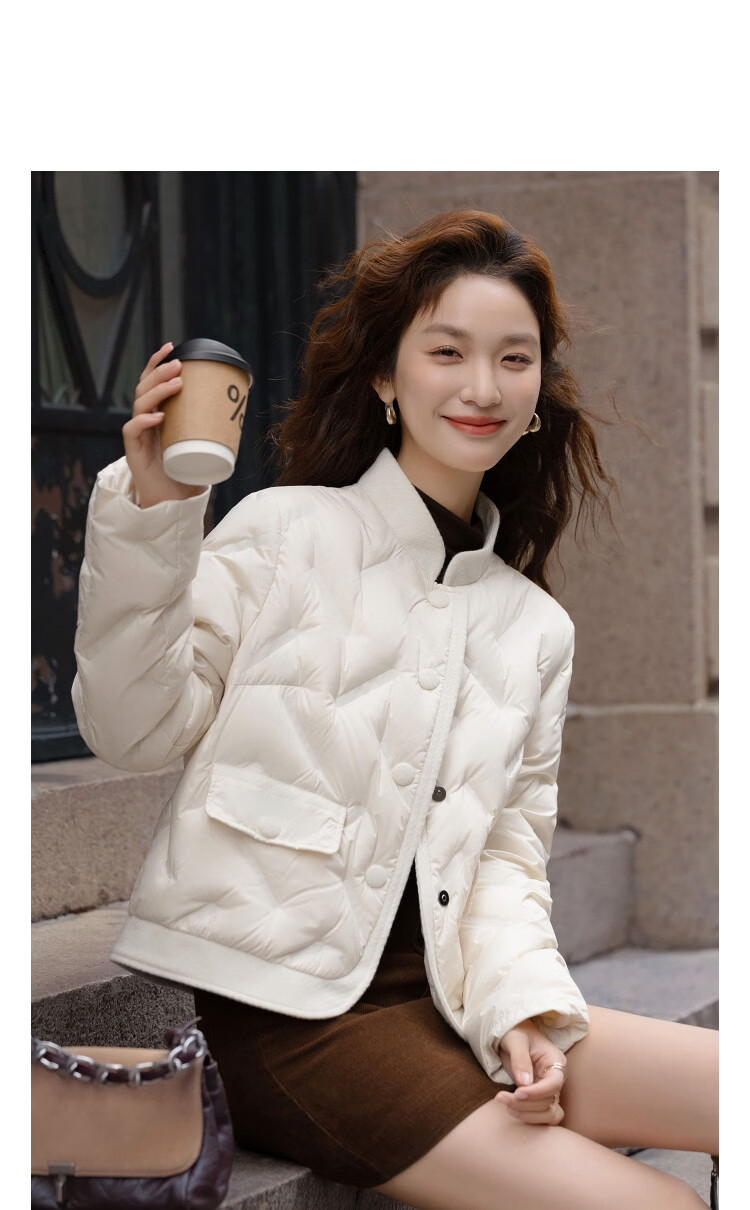 Demana [Lightweight Warmth Combination] Winter 90% Duck Down Korean Style Stand Collar Fabric Magnetic Snap Three-Layer Craft Women's Down Jacket 7