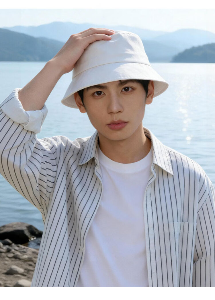 Zhenxiang Men's Solid Color Simple Versatile Bucket Hat Sun Protection UV Protection Summer Spring P1179 13