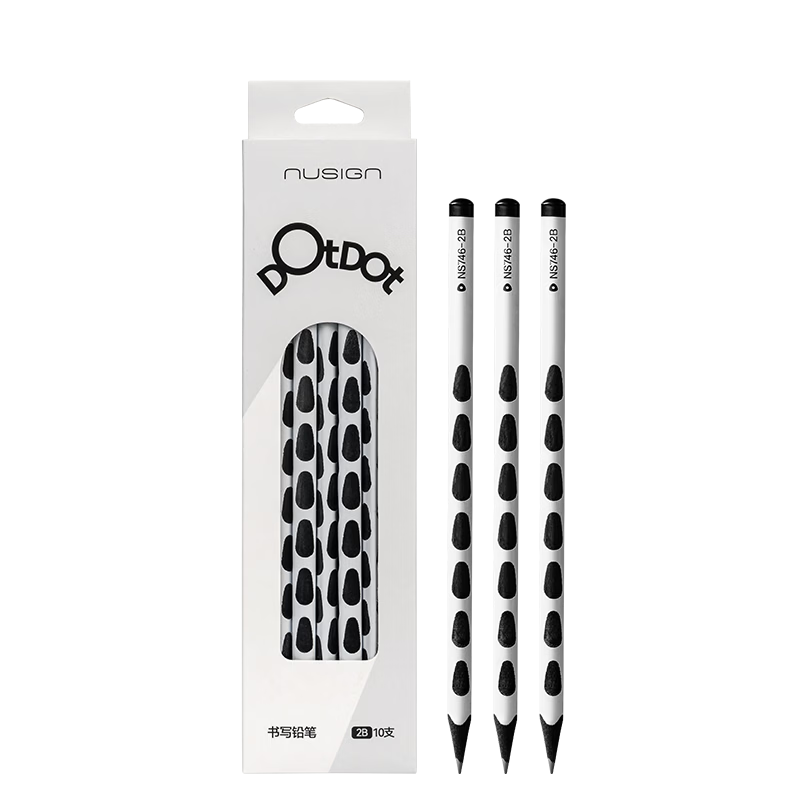 NUSIGN Hole Posture Correction Pencil for Elementary Students Kindergarten Correct Posture Triangular Easy Grip White 10pcs NS746-HB [Popular Product] High-end Brand under Deli