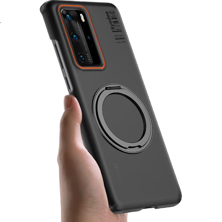 Чехол-накладка Baozou для Huawei P40 Pro, противоударный, с магнитным кольцом-подставкой, матовый, белый