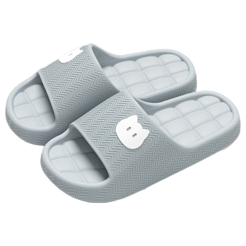 Qiumuxi Women's Home Slippers Non-Slip Silent EVA Thick Soft Cute Couple Sandals Mist Gray Size 40-41