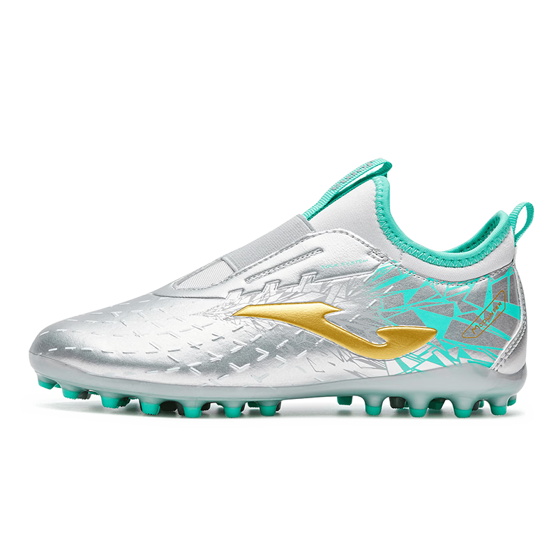 JOMA Kids Soccer Shoes MG Short Studs Anti-Slip Durable Professional Football Training Shoes Silver/Green Size 36