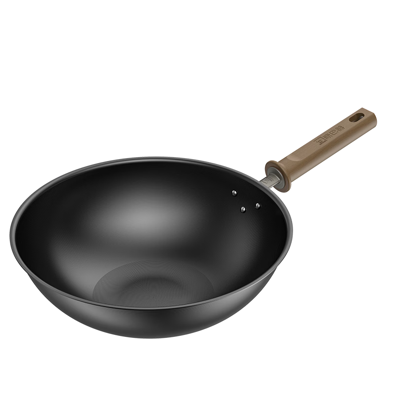KOBACH 34cm Titanium Scented Iron Wok Non-Coated No Seasoning Required Household Stir-Fry Pan Compatible with Induction Cooker and Gas Stove