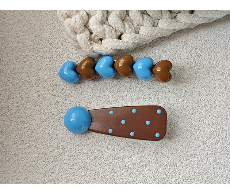 CHIMERA Colorblock 2-Piece Playful Heart Polka Dot Side Clip Bang Hairpin Duckbill Clip Birthday Gift for Girls 9