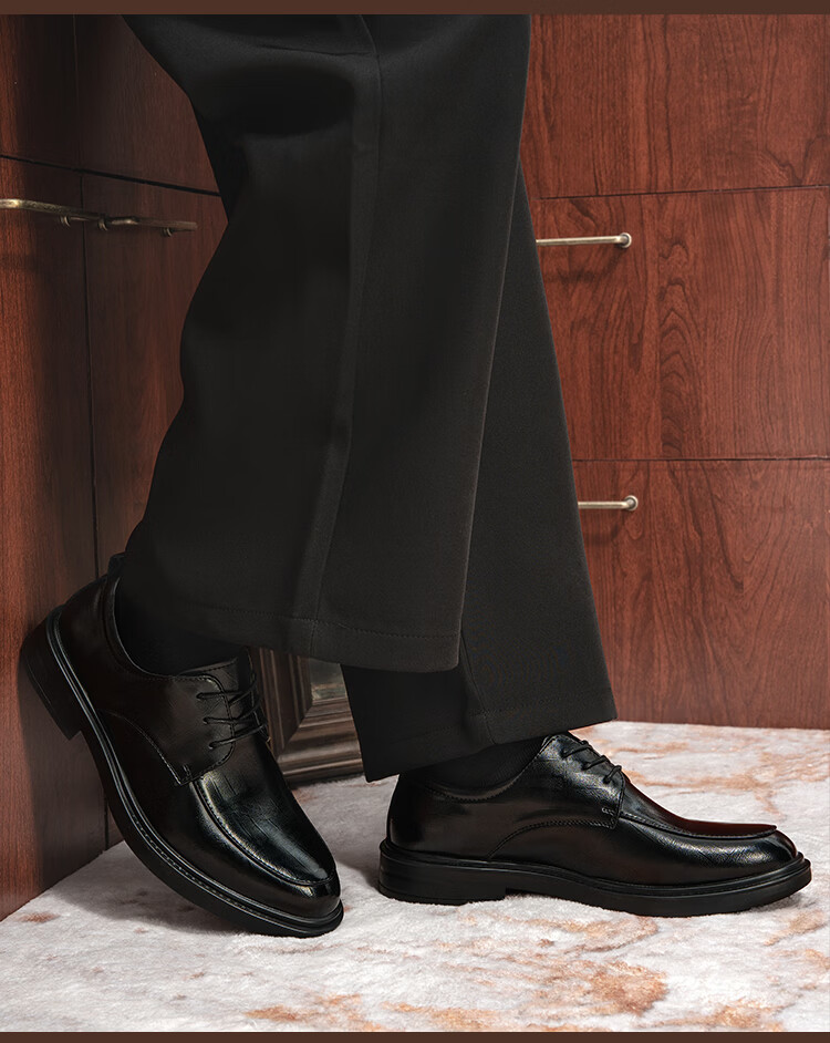 Jingzhenlianggong Men's Business Formal Moisture-Wicking Breathable Non-Slip Durable Soft Genuine Leather Shoes Black Top-Grain Leather Size 43 8