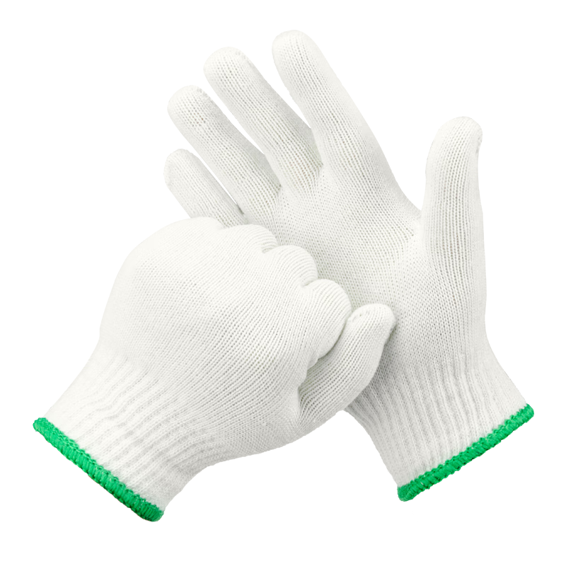 Gongpinxing Cotton Work Gloves, Breathable Industrial Protective Gloves, Durable Green Edge, 50 Pairs