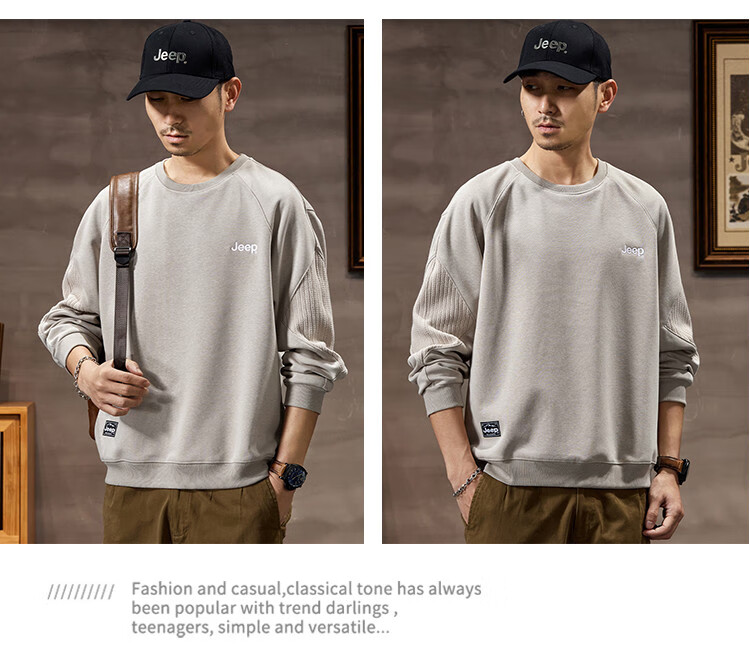 JEEP 2026 Spring And Autumn Loose Comfortable Men's Sweatshirt, Casual Sports Top, Round Neck Long-Sleeve Pullover Sweatshirt for Me 15