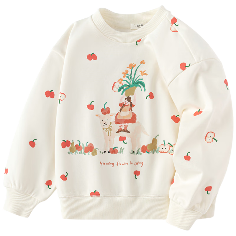 BALABALA Girls' Sweatshirt, Spring 2025 New Printed Top for Young Children, [Same As In-Store], 201125121006