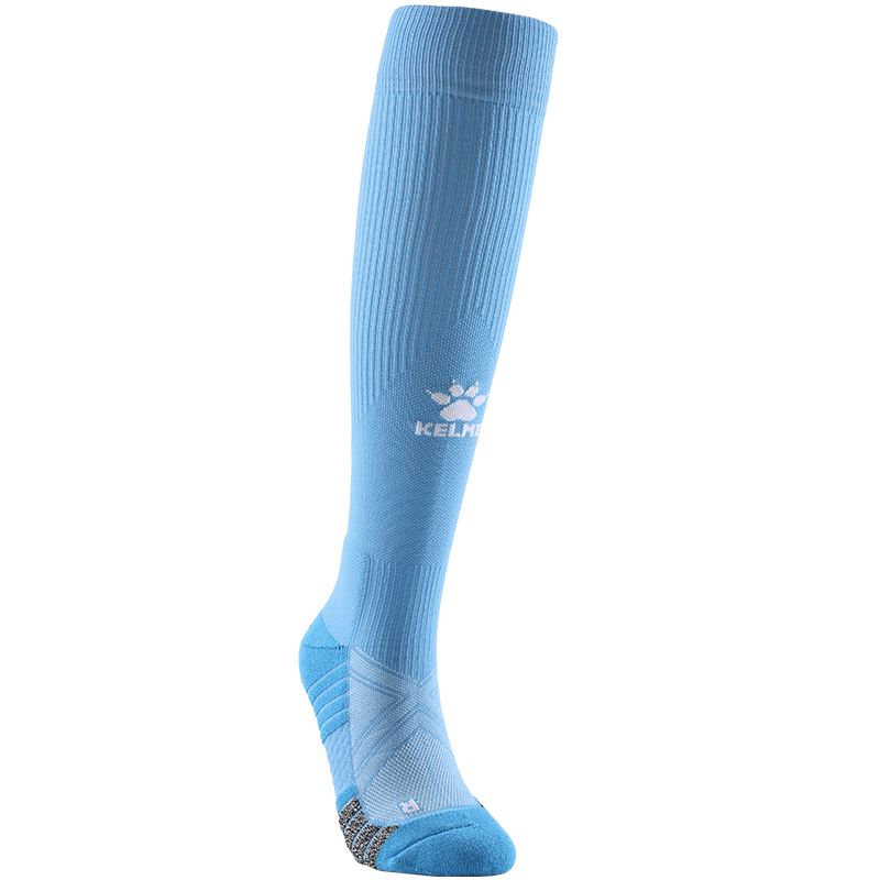 KELME Silicone Over-the-Knee Football Socks Lycra Antibacterial Odor-Resistant Professional Anti-Slip Towel Bottom Socks Color Blue XL