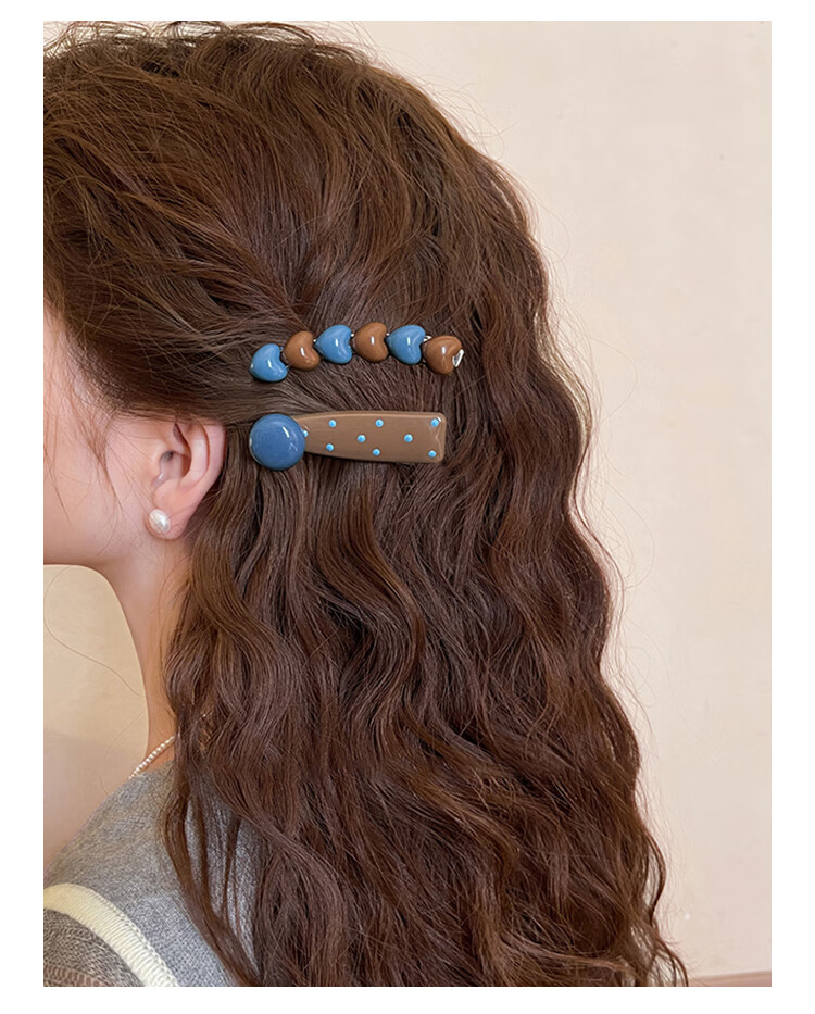 CHIMERA Colorblock 2-Piece Playful Heart Polka Dot Side Clip Bang Hairpin Duckbill Clip Birthday Gift for Girls 7