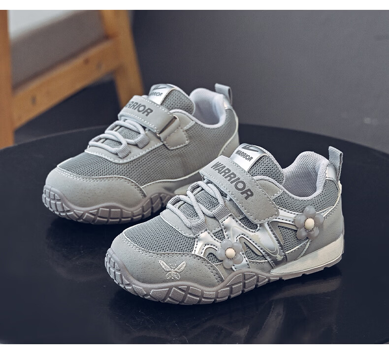 Warrior Kids Shoes 2026 Spring Autumn Children's Sports Shoes Outdoor Running Shoes for Older Children Girls Casual Shoes WZ-2092 Beige Purple Size 34 11