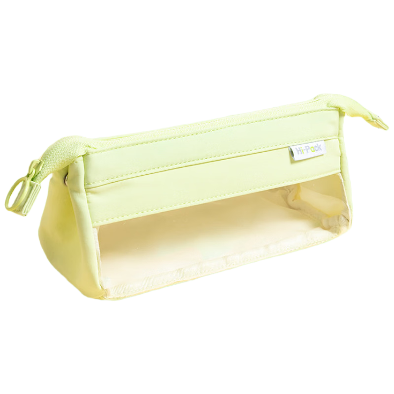 M&G HiPack Large Opening Triangle Pencil Case Stationery Box Pencil Bag for Boys and Girls Elementary and High School Students High Capacity Transparent Mint Green
