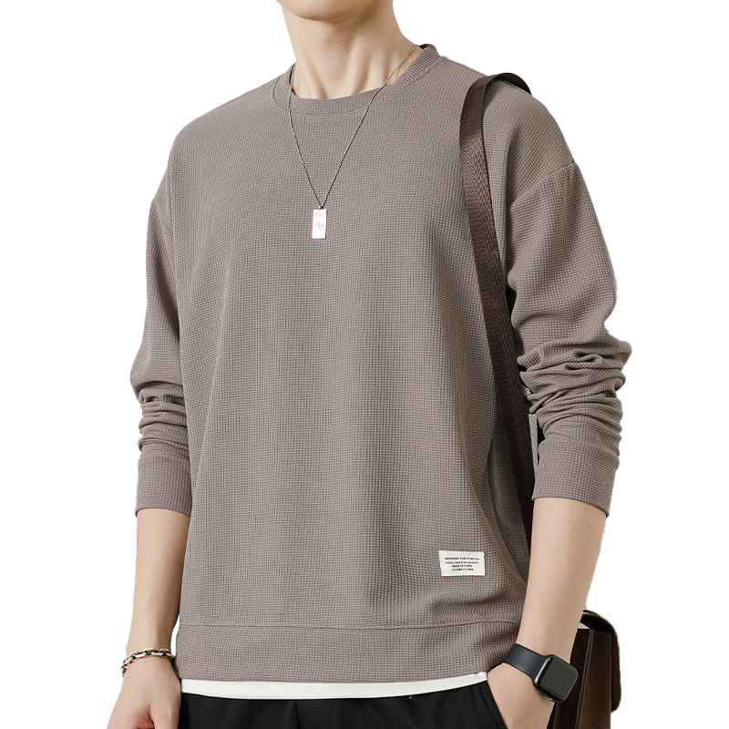 PLAYBOY Men's Hoodie Jacket Spring Autumn Long Sleeve T-Shirt Casual Base Layer Waffle Knit Top