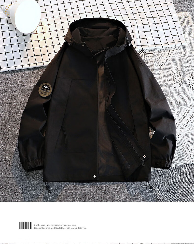 NASA MARVEL Men's Thickened Cotton Jacket Autumn Winter Fleece Lined Warm Windproof Coat Black Fleece XL 17