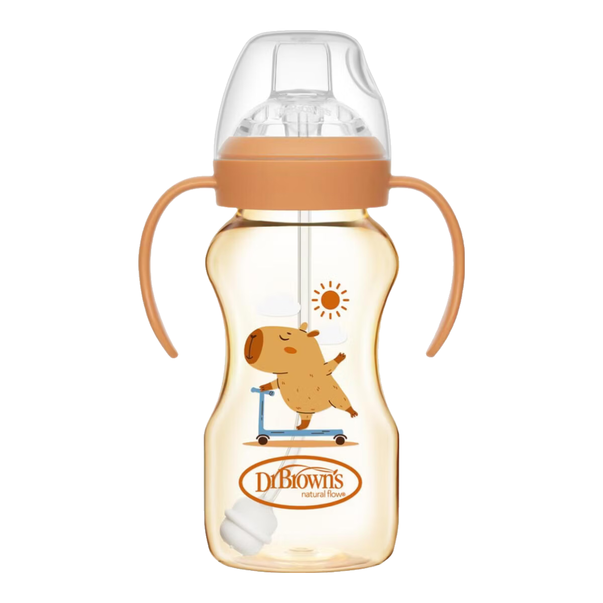 Dr. Brown's Straw Baby Bottle 9 Months+ PPSU Gravity Ball Straw Cup 330ml Large Capacity with Handle