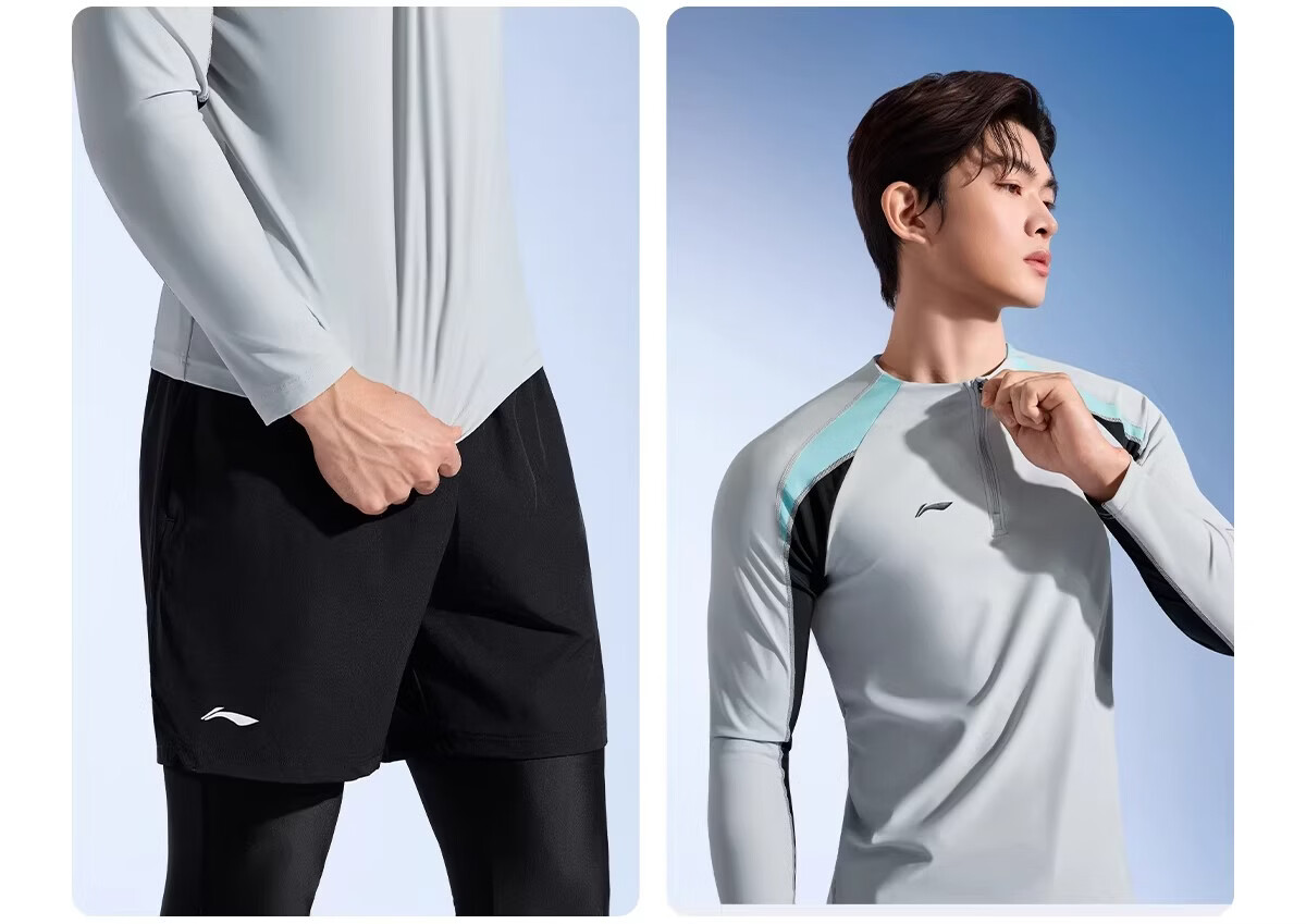 LI-NING Men's Snorkeling Jellyfish Suit Swimming Set Thermal Sunscreen Quick-Dry Long Sleeve Long Pants for Diving Surfing Hot Spring 19
