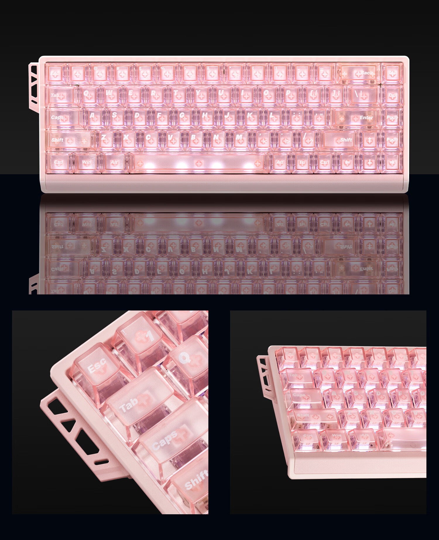 ATK68RX Magnetic Axis Keyboard Wired Single-Mode Customizable Esports Valorant Frosted Translucent Keycaps RT Mode 68-Key Gaming Office Mechanical Keyboard Pink - Wolf Switch 2