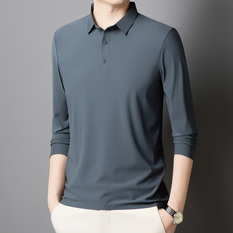 Hodo Men's Long Sleeve T-Shirt Summer Ice Silk Polo Shirt Wrinkle-Resistant Breathable Casual Top White M 8