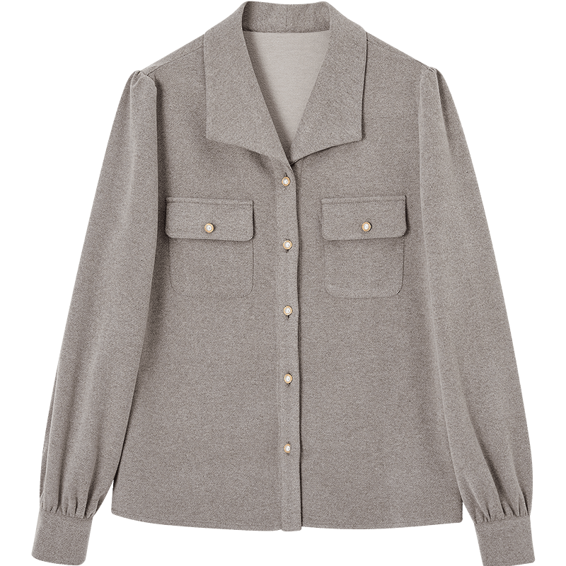 Demana Hyaluronic Acid Shirt Winter Elegant Commuter Lapel Flap Button Loose Small Size Women's Blouse