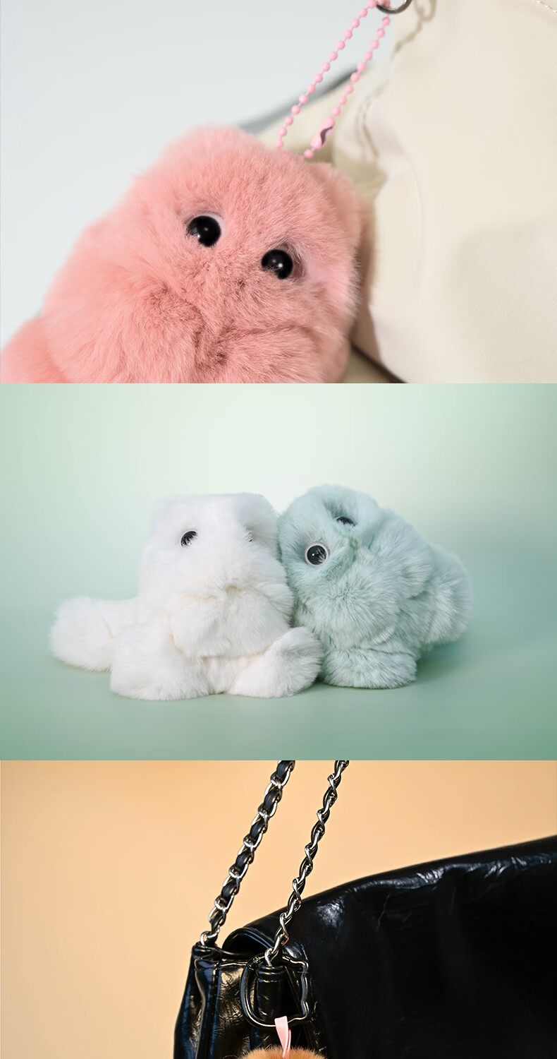 FUFUSOUL rua Series Real Fur Scented Plush Doll Keychain Birthday Gift for Girls Green Youyou New Year Gift 2