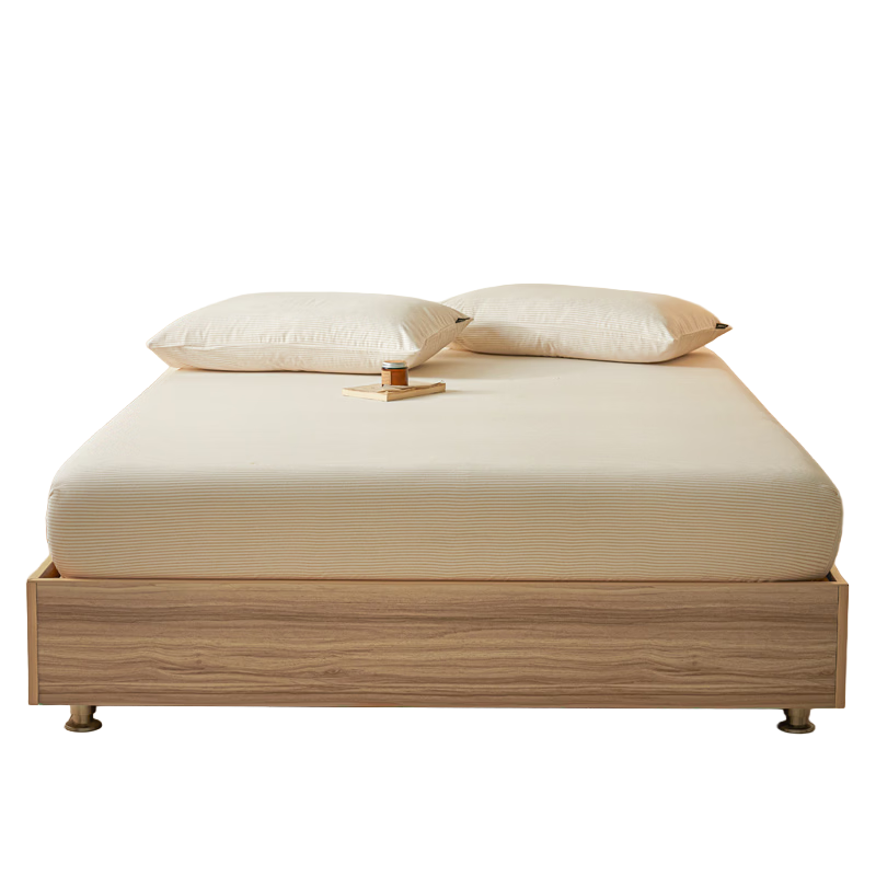 MUJI Pure Cotton Fitted Sheet Single Piece 100% Cotton 1.8m Bed Cover Protective Thickened Bedspread 180x200cm