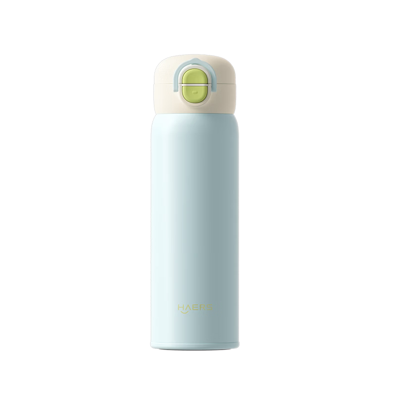 HAERS 2025 New 316L Stainless Steel Insulated Straw Cup Portable School Water Bottle Blue 500ml