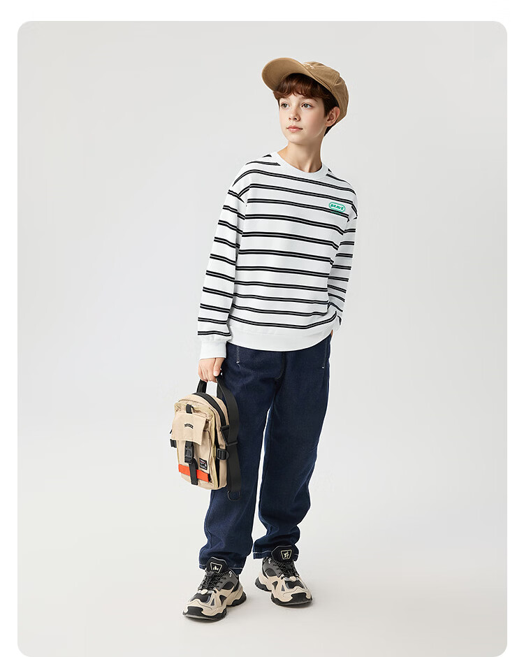 Balabala [balaOne] Kids Long Sleeve Hoodie Boys Girls 2026 Spring Striped Top Trend 10