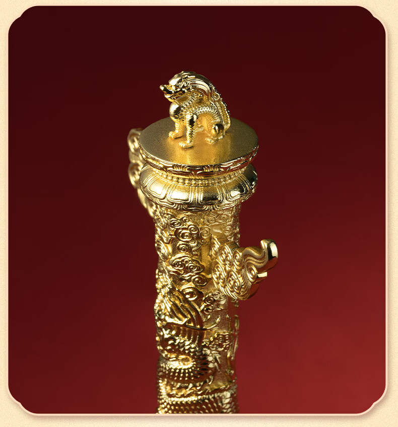 Master Tong "Huabiao Pillar" Living Room Desktop Dragon Totem Copper Ornament Home Craft Decoration Gift 12