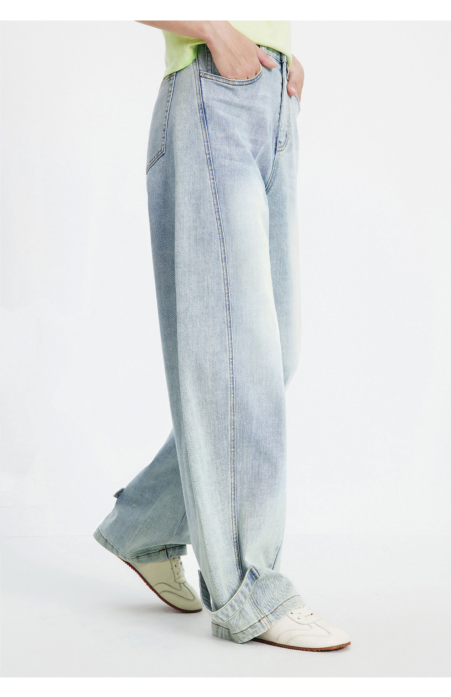 Navigare Italy Small Sailboat 26th Spring Summer New Skin-friendly Wide-leg Denim Workwear Cargo Pants 2312576503 12