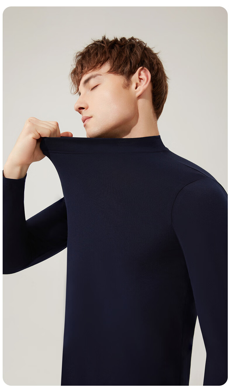 CASENLAND Men's Pure Cotton Thermal Underwear Set Autumn Shirt and Pants Cotton Knit Warm Base Layer 9