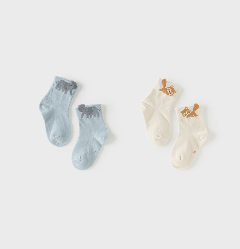 DAVE & BELLA Girls' Cartoon Elastic Socks, 2 Pairs 3