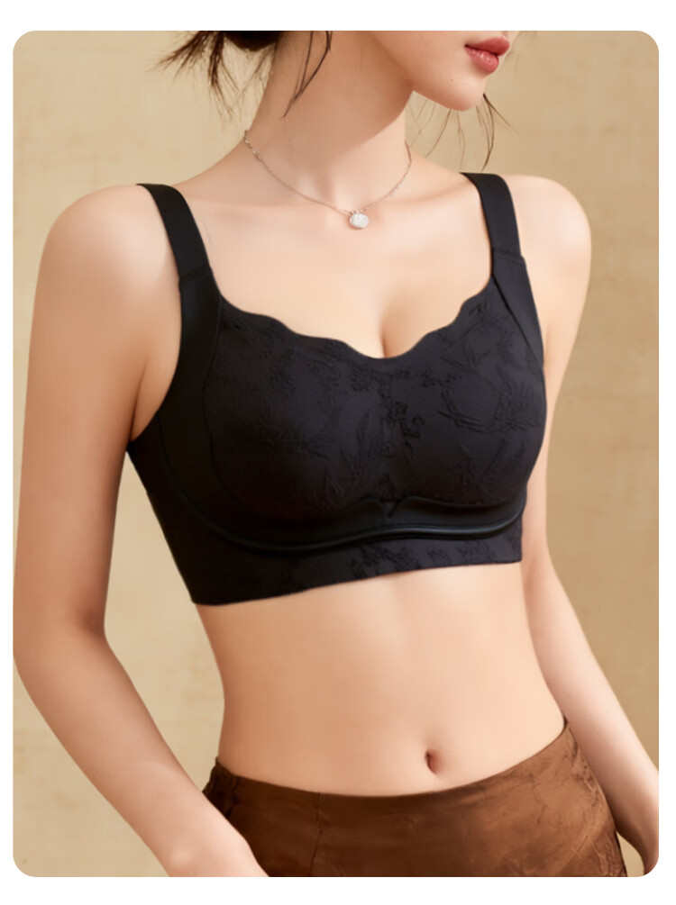 Tingmei 26 Years Jacquard Uplift Anti-Sagging Bra for Women, Lift and Gather, Side Support, Semi-Fixed Cotton Cup, Wireless Bra 19