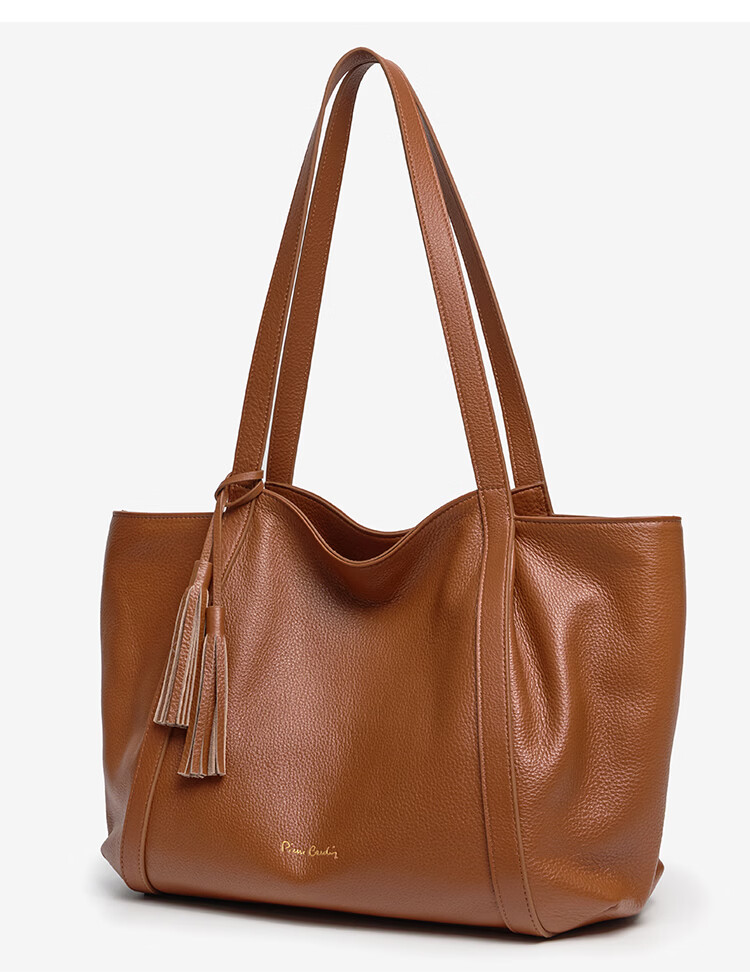 Pierre Cardin Women's Bag 2026 New First Layer Cowhide Large Capacity Commuter Tote Bag Women's Day Gift Black Gift Box Set 20