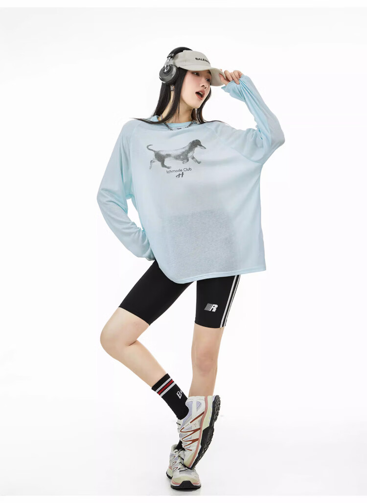 ICH MODE American-Style Physical Sun Protection Long-Sleeve T-Shirt, Thin Cool-Feeling Cover-Up for Women, Spring And Summer New Loose Top, Pink, L 7
