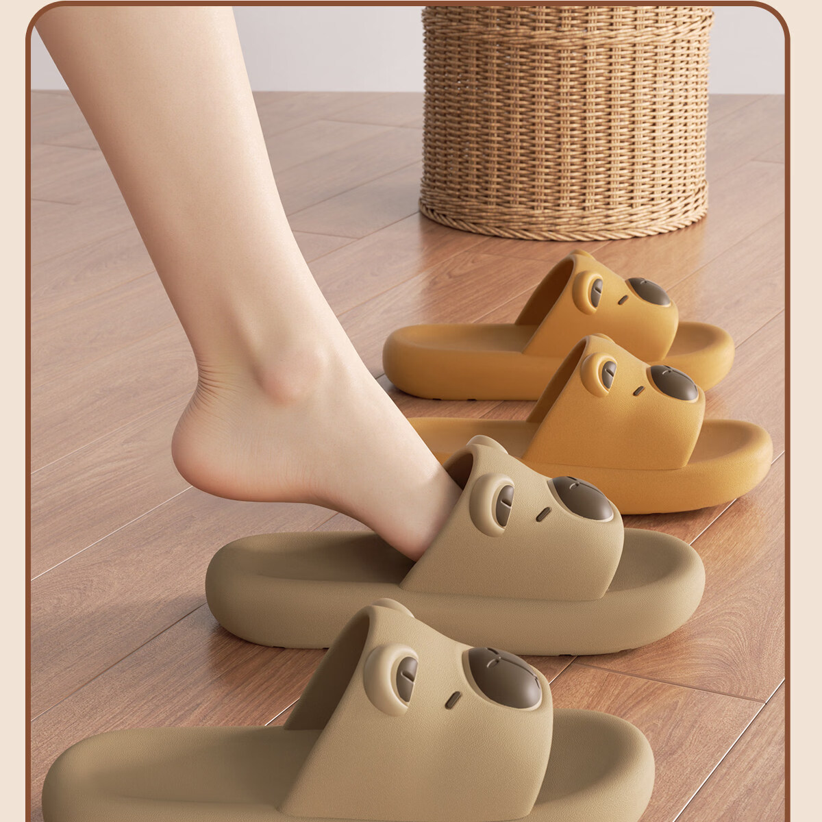 CXOCSI Capybara Parent-Child Slippers Women's Home Non-Slip Outdoor Wear Children's Cartoon Men's Sandals Khaki Size 42-43 15