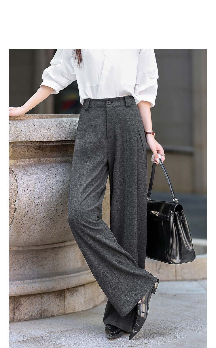 Demana Plush Warmth Autumn Mini Heater Design Pleated Segmented Straight-Leg Petite Women's Casual Pants 11