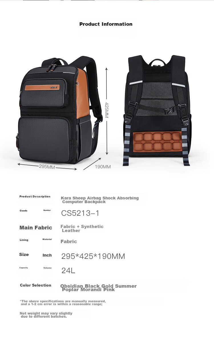 KALA·Y Airbag-Reducing Laptop Bag, Business Large Capacity 15.6-Inch Backpack, Unisex Shoulder Bag, 5213 Black 26