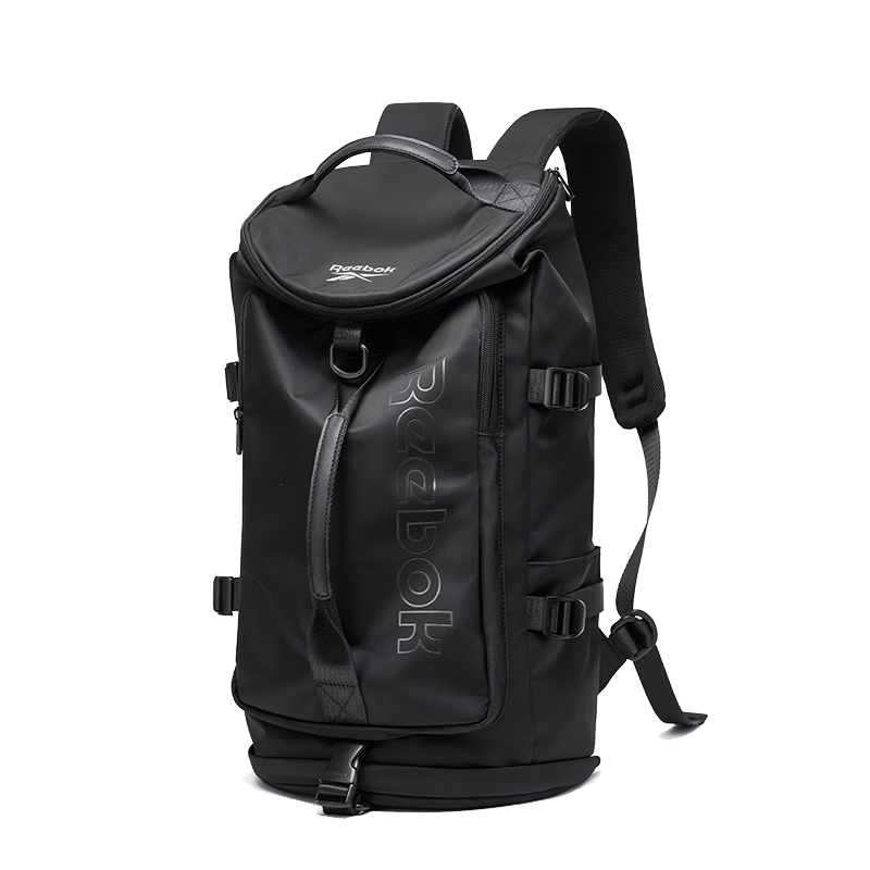 Reebok Men's New Water-Resistant Sports Backpack Large Capacity Travel Handbag Women's Night Black