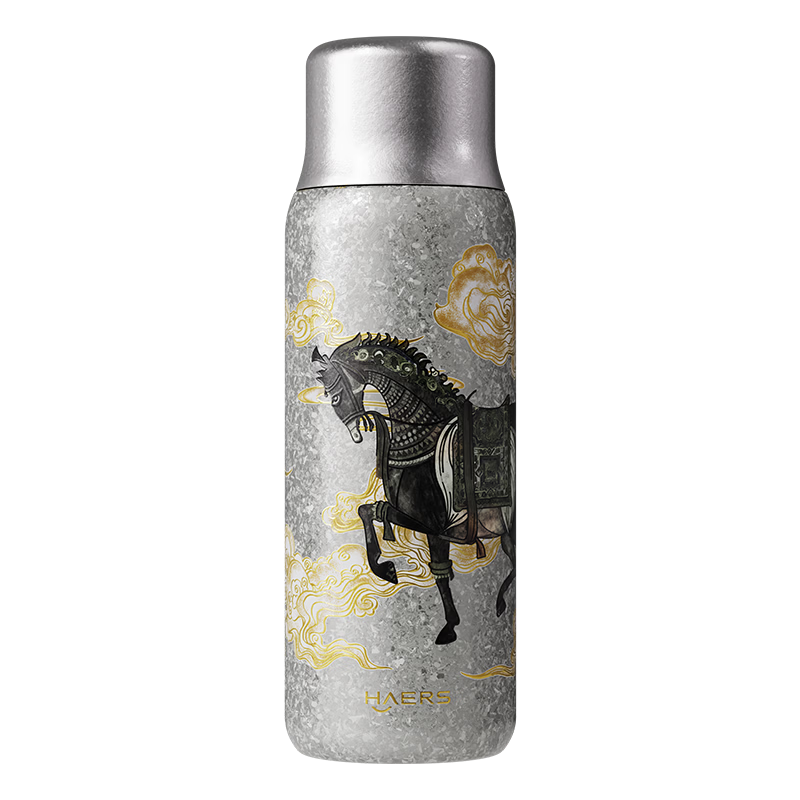 HAERS Year of the Horse Limited Edition Pure Titanium Insulated Tea Separation Tea Cup Gift High-End Gift Box Snowflake Silver 500ml