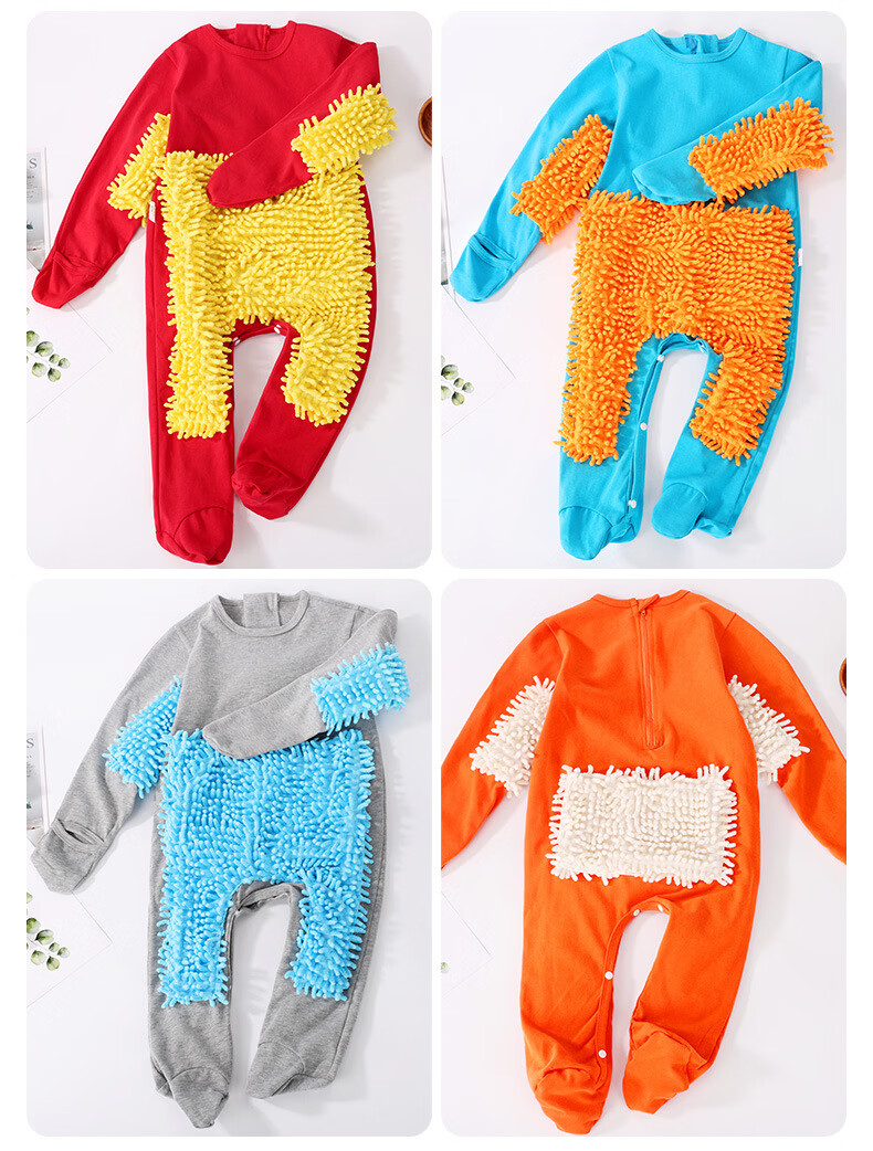 Babyprints Baby Romper Autumn Winter Floor-Length Elbow Protection Crawling Suit Anti-Dirt Hand and Foot Coverall Gray 100cm 10