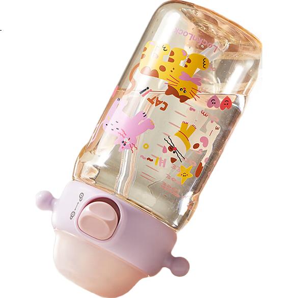 Детская бутылка для воды LOCK&LOCK, летняя, из PPSU, с трубочкой, для детей 3-6 лет, для детского сада, школьная, для прямого питья, 400 мл, фиолетовая